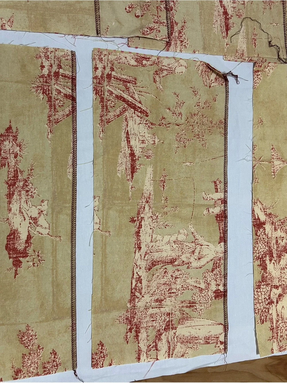 10 Unfinished Toile de Jouy Fabric Panels for DIY Pillows